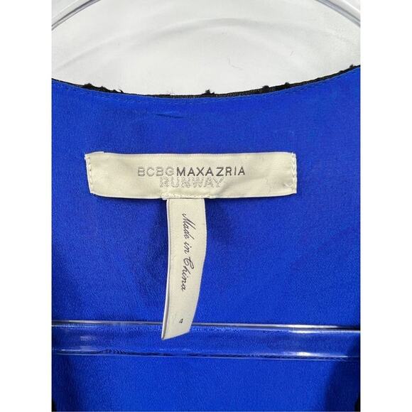 BCBGMAXAZRIA Blue Runway Long Sleeve Tired Silk Skirt Dress 4‎ - Picture 4 of 9